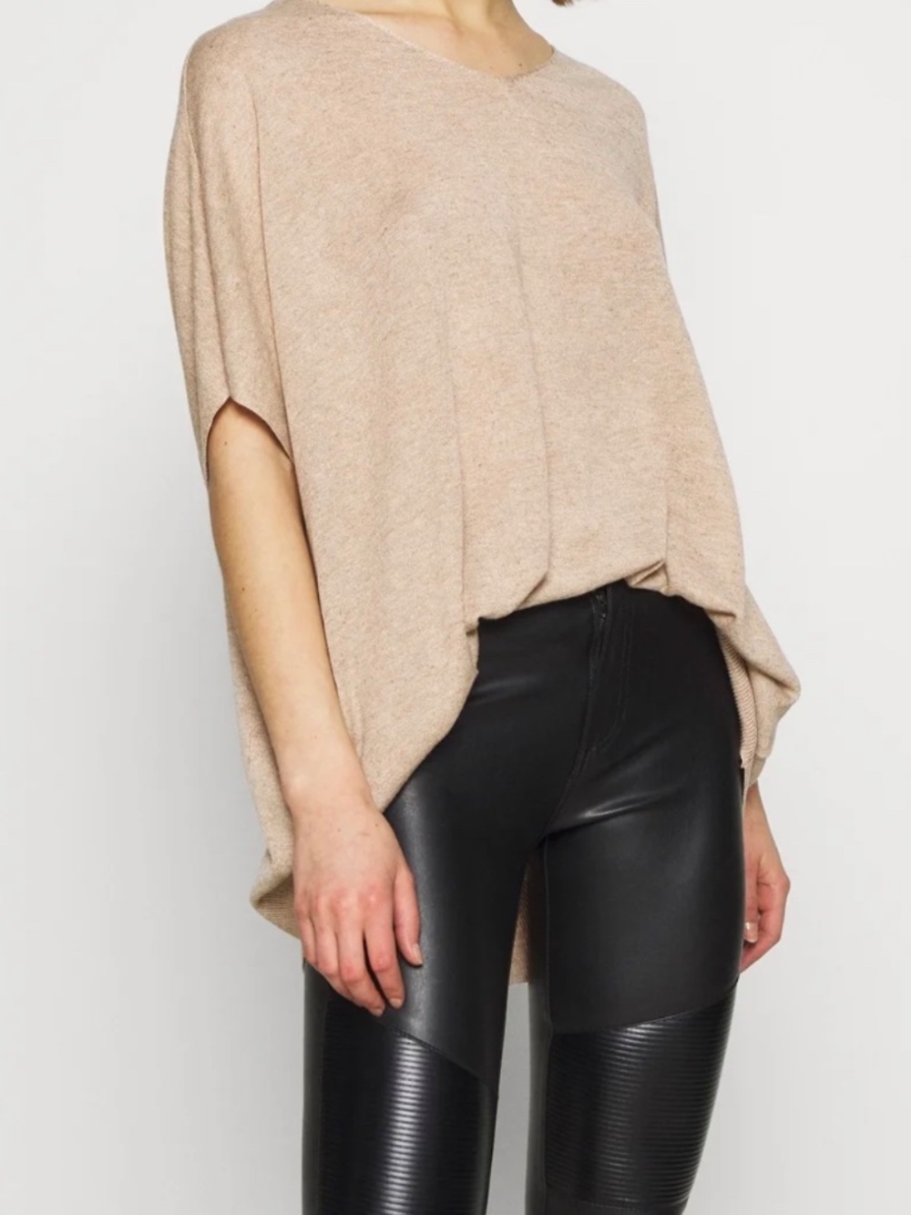Vero Moda NWT Linen Blend VMELEO Oversized Knit V-Neck Tunic Blouse M